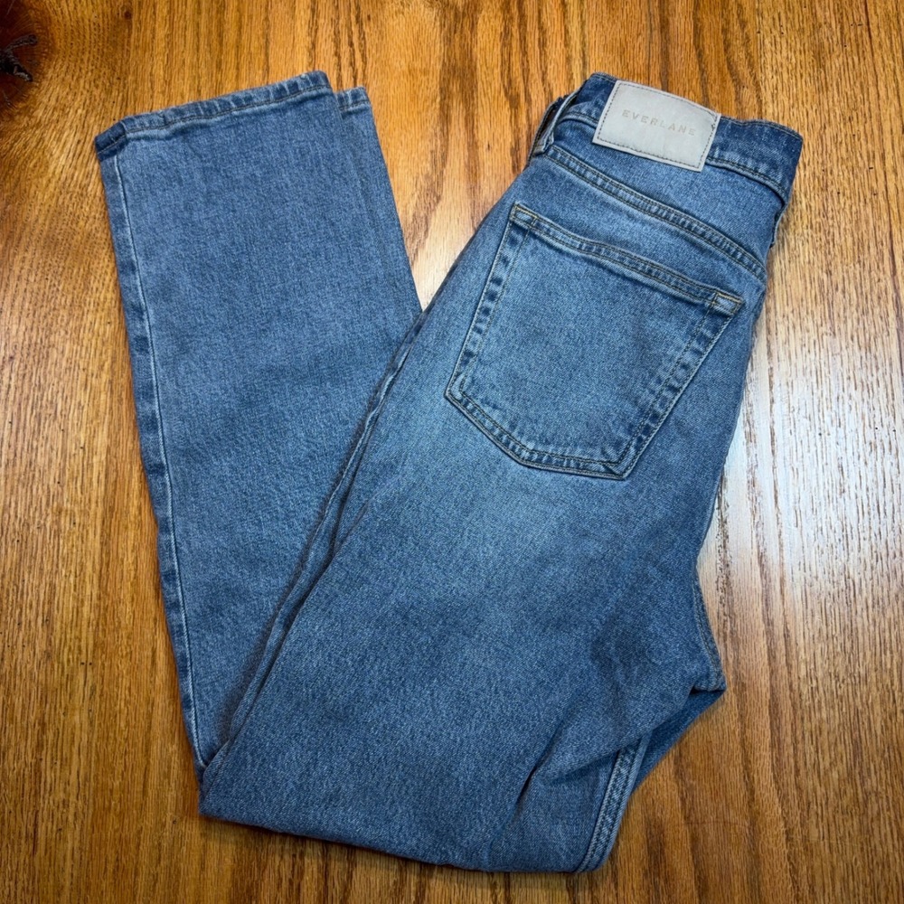 Everlane Original Cheeky Jean Women 25 Crop Blue High Rise Straight Leg Denim
